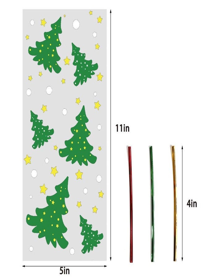 STEFORD 144PCS Christmas Cellophane Bags,Xmas Clear Candy Treat Cellophane Bag with 210PCS Twist Ties for Christmas Party Favors - Image 4